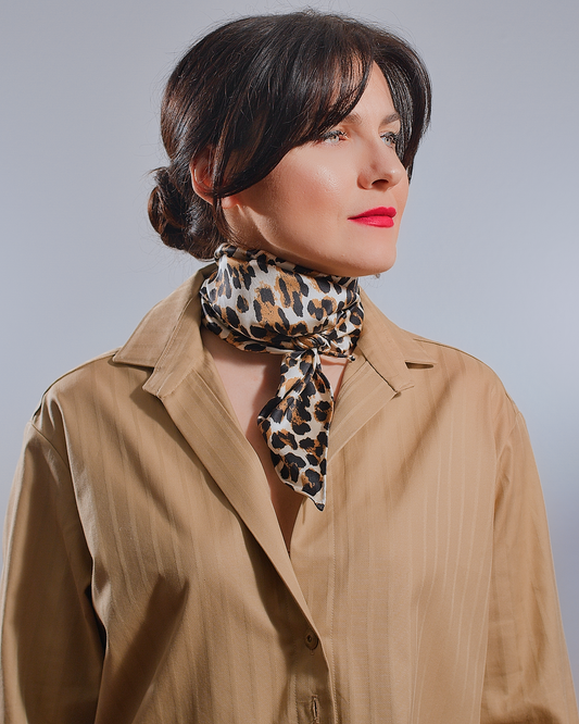 Triangular Silk Scarf – Leopard