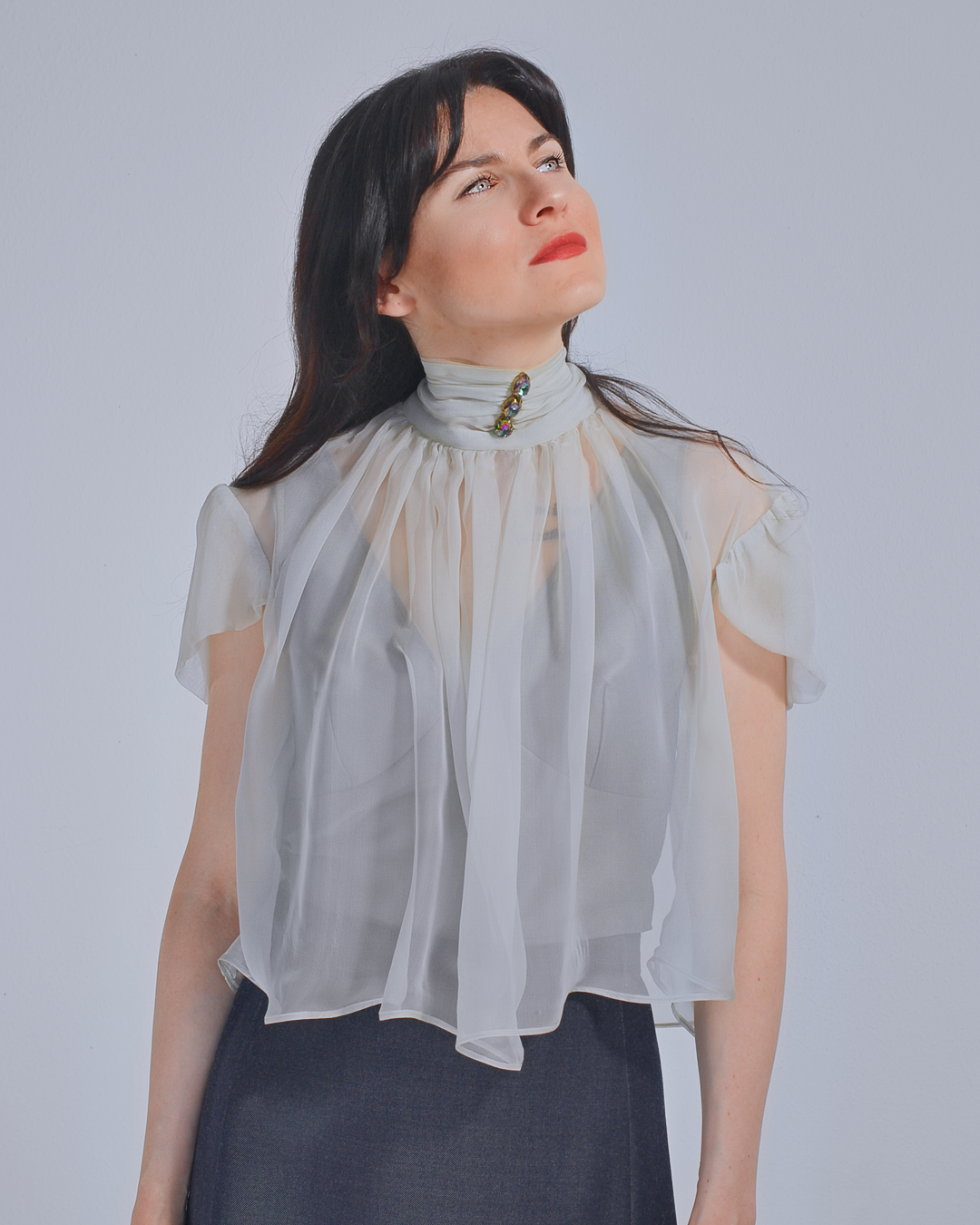 Mint Green Silk Chiffon Top