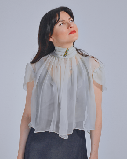 Mint Green Silk Chiffon Top