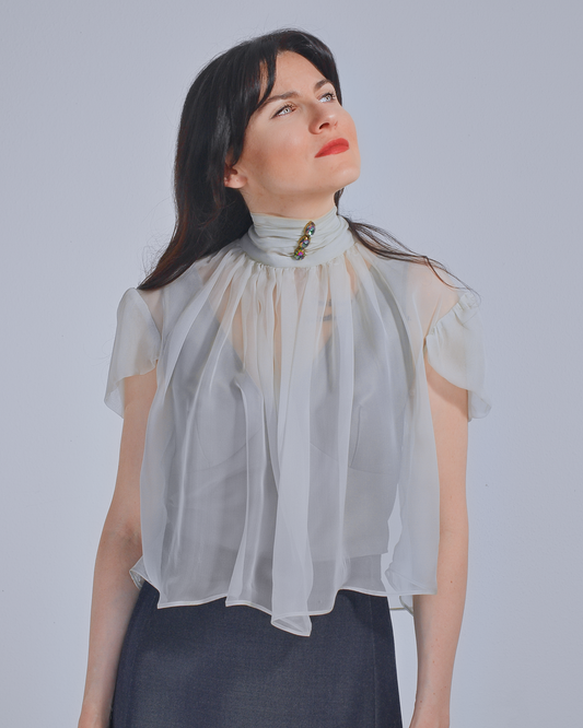 Mint Green Silk Chiffon Top