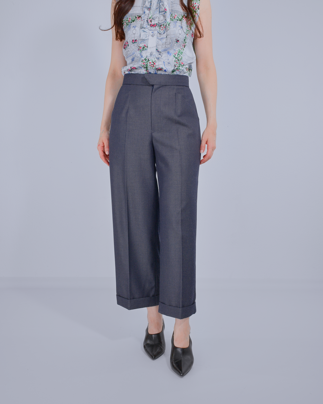Virgin Wool Trousers with with Denim Effect