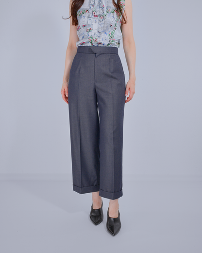 Virgin Wool Trousers with with Denim Effect