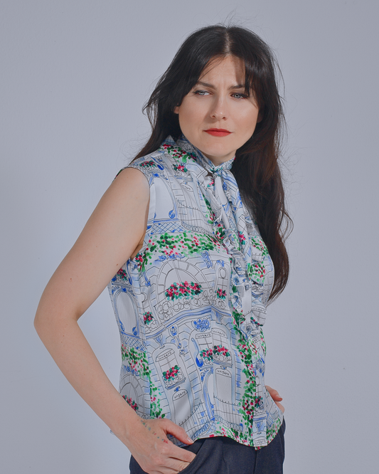 Silk Blouse with Ruffled Collar