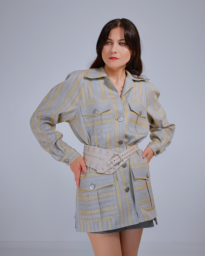 Oversized Linen Blouse with Stripes