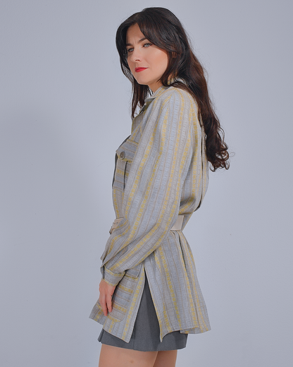 Oversized Linen Blouse with Stripes