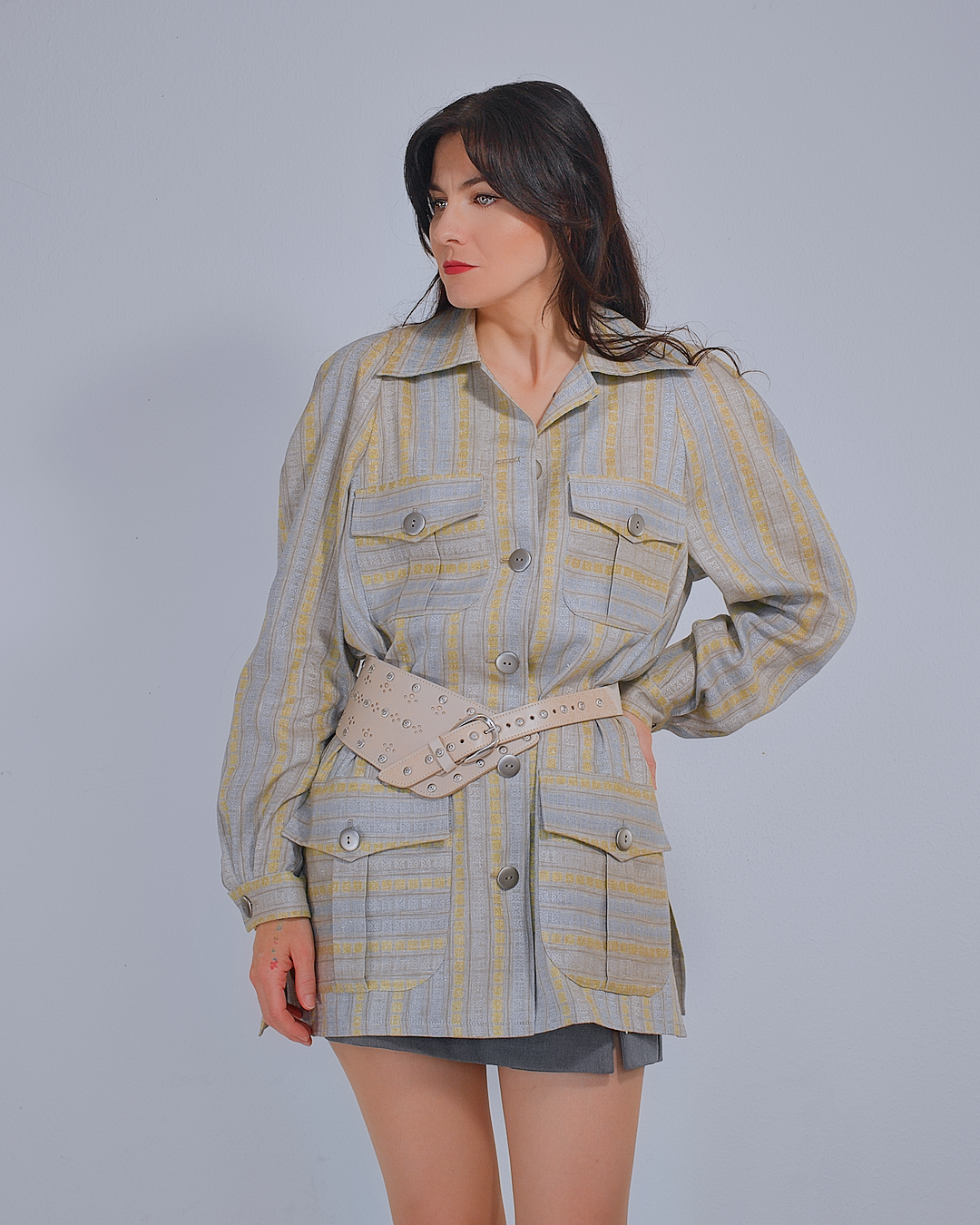 Oversized Linen Blouse with Stripes