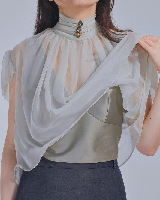 Mint Green Silk Chiffon Top