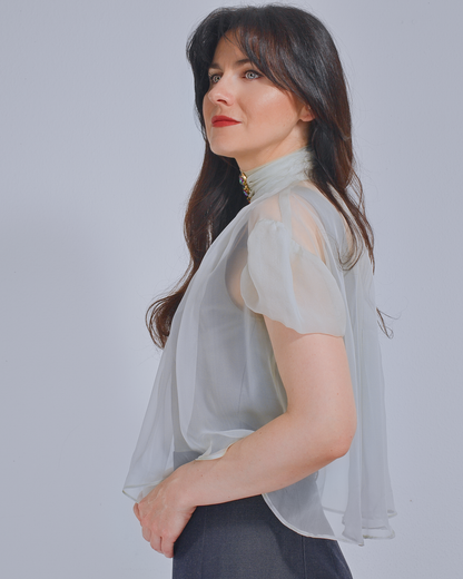 Mint Green Silk Chiffon Top