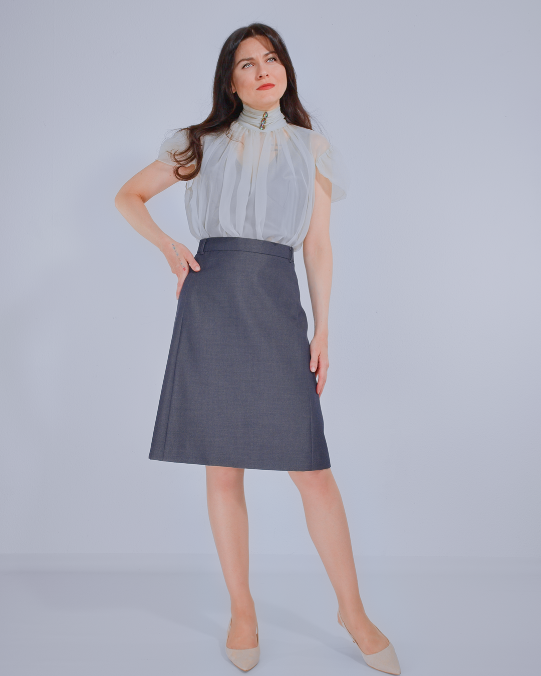 Mint Green Silk Chiffon Top