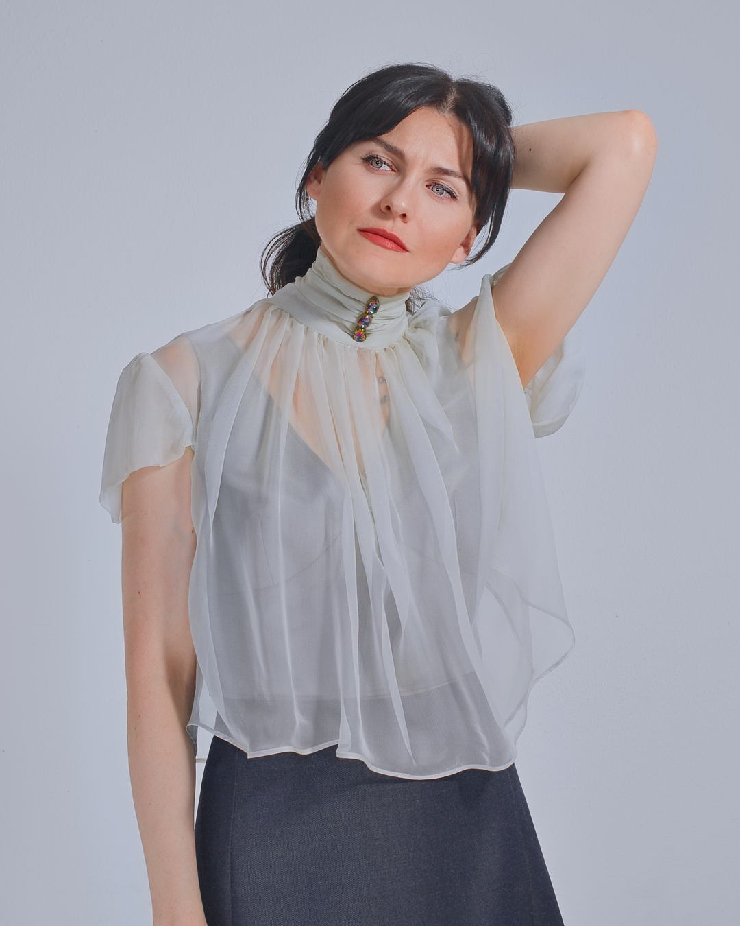 Mint Green Silk Chiffon Top