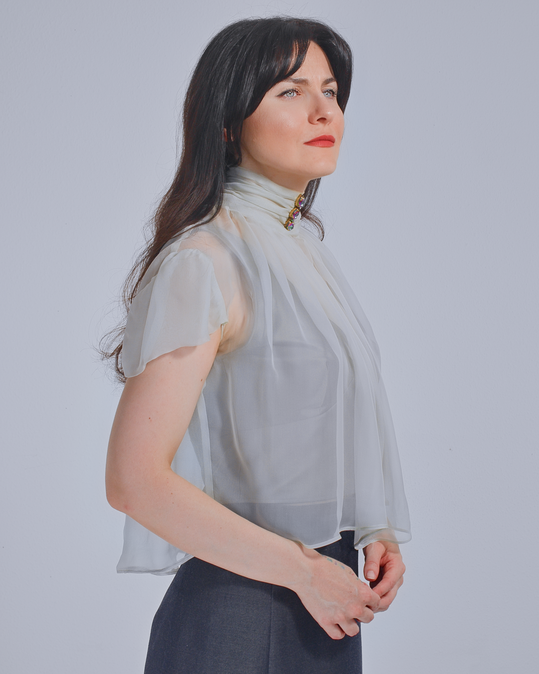 Mint Green Silk Chiffon Top