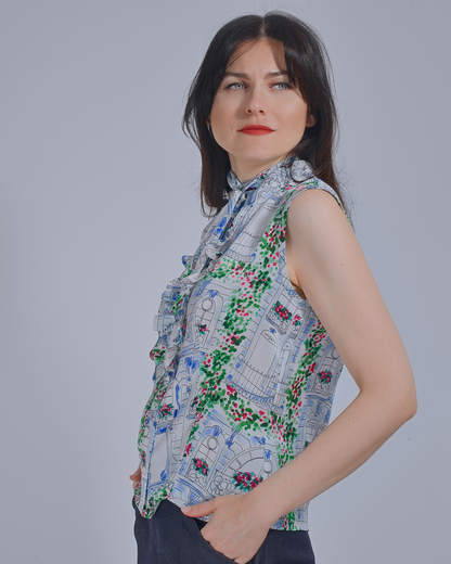 Silk Blouse with Ruffled Collar