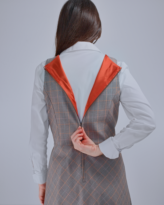 Wool Mini Dress with Check Pattern