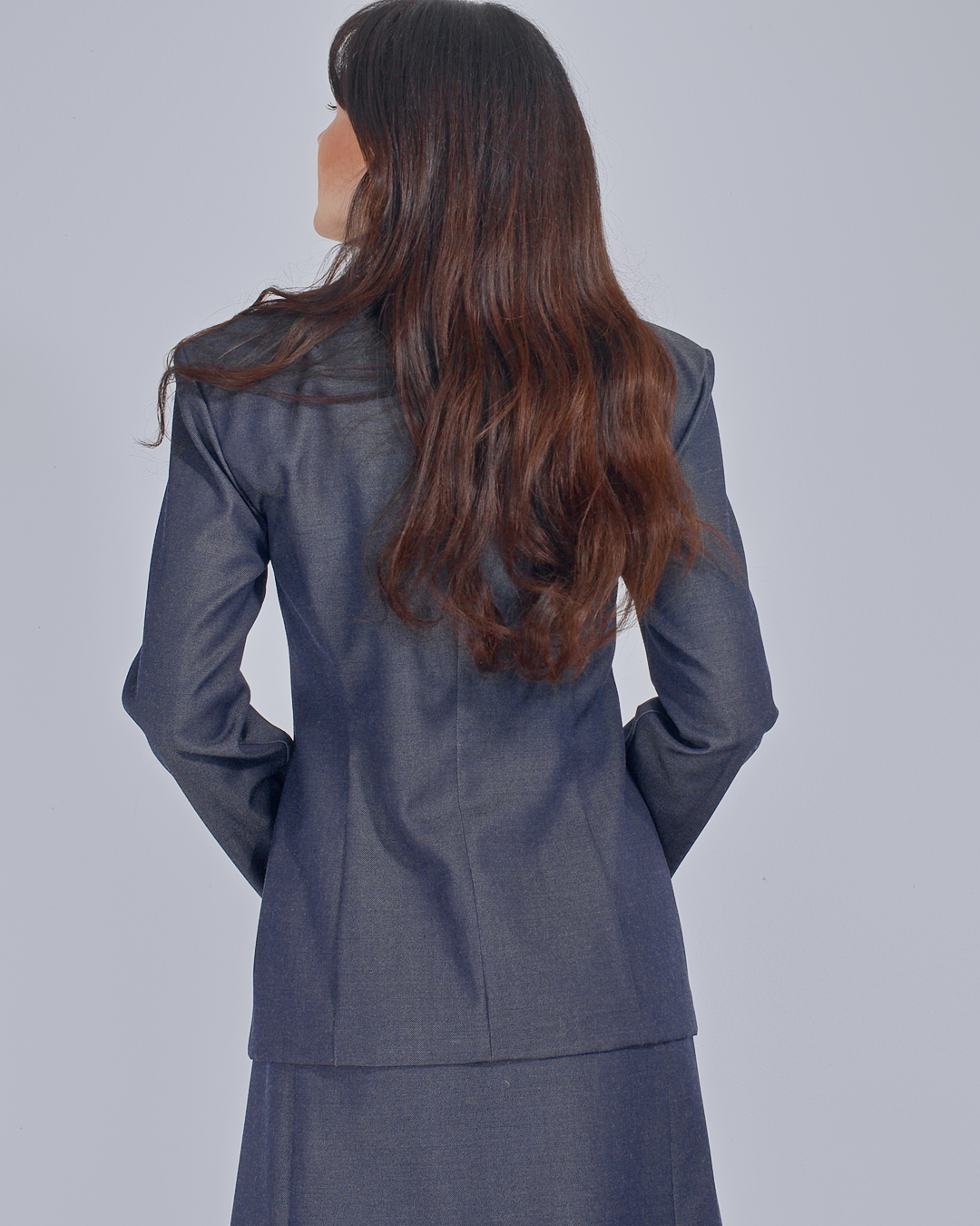 Virgin Wool Jacket in Denim Look