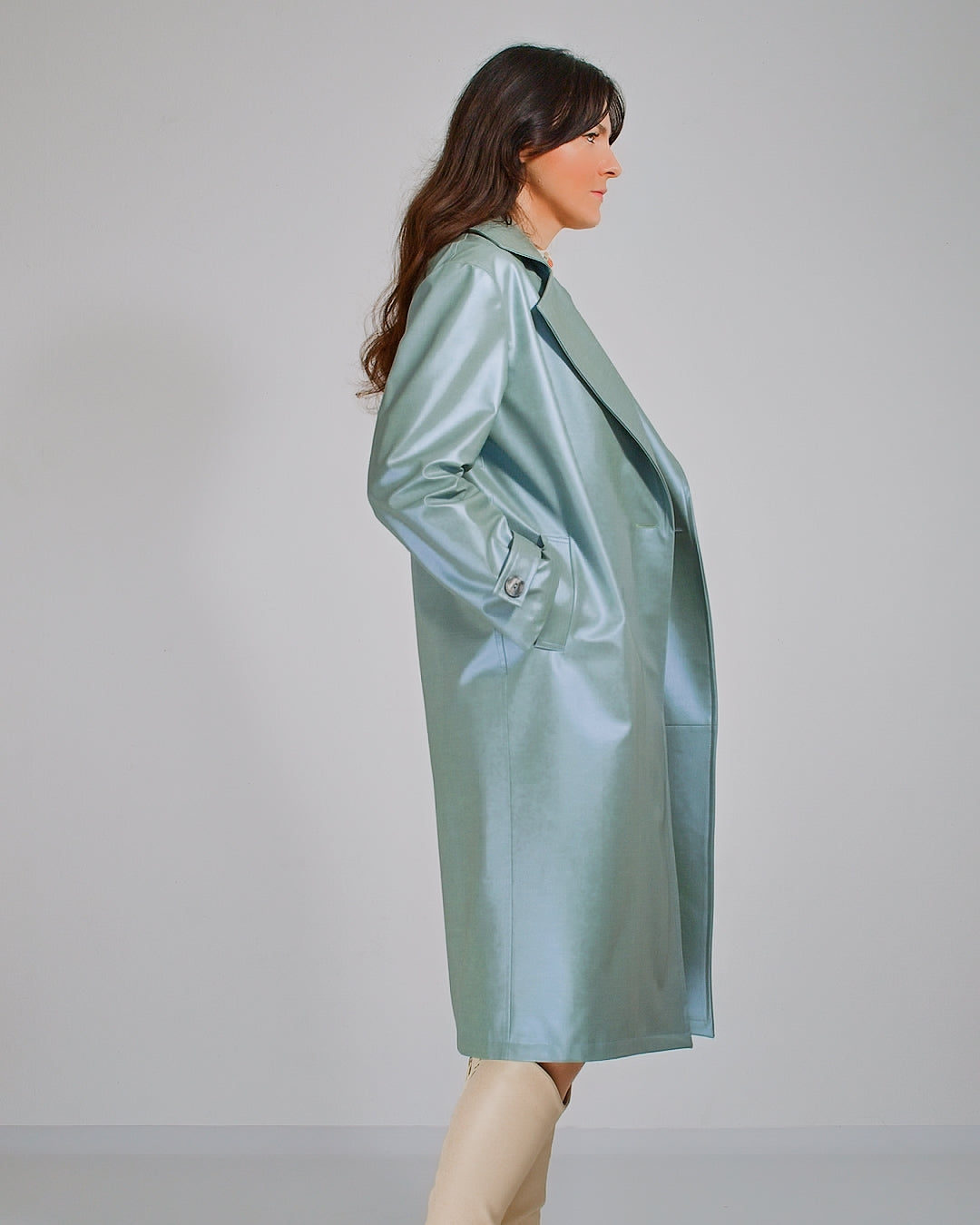 Glossy Mint Raincoat