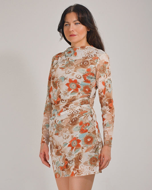 Draped Ethno Mini Dress